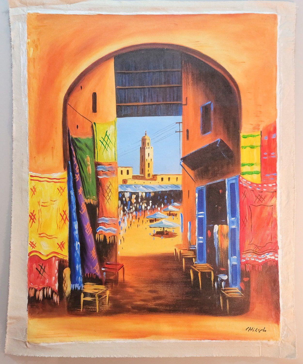 Pintura marroqui La medina 68x86 cm