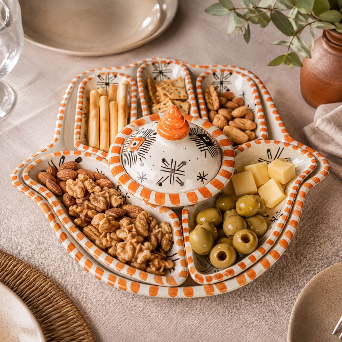 Set de Pocillos M Mano de Fátima anaranjado