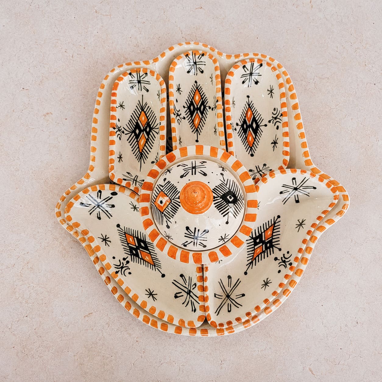 Set de Pocillos M Mano de Fátima anaranjado