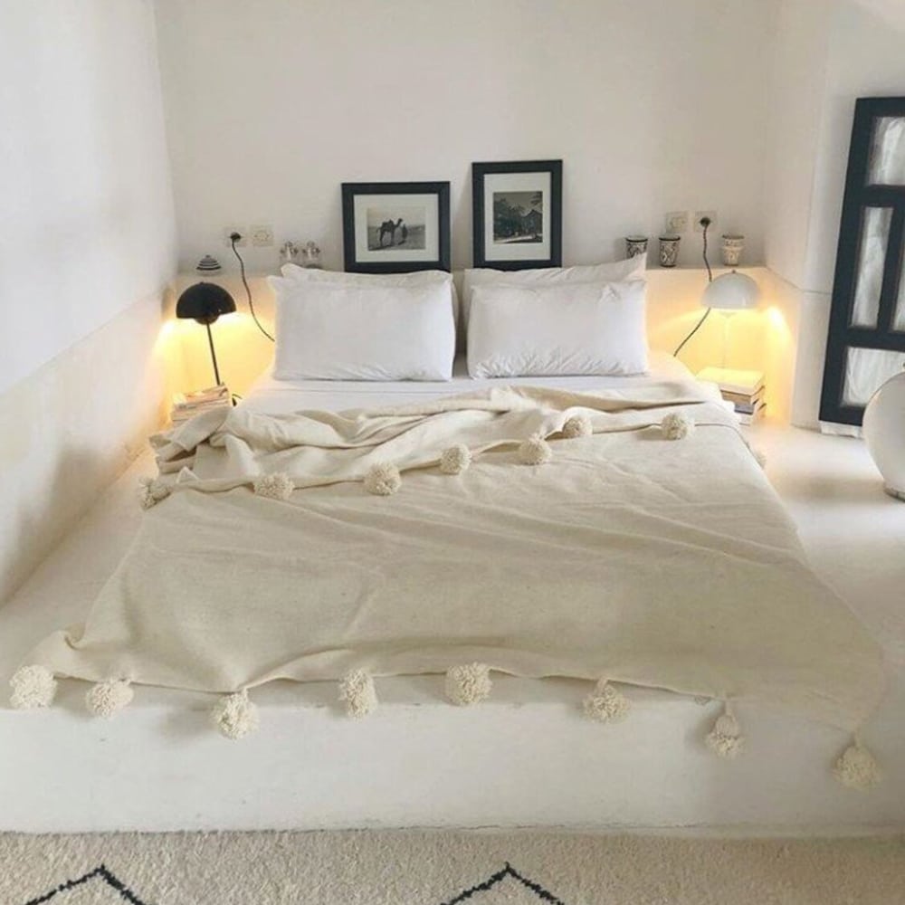 Manta de lana blanca para cama king y super king