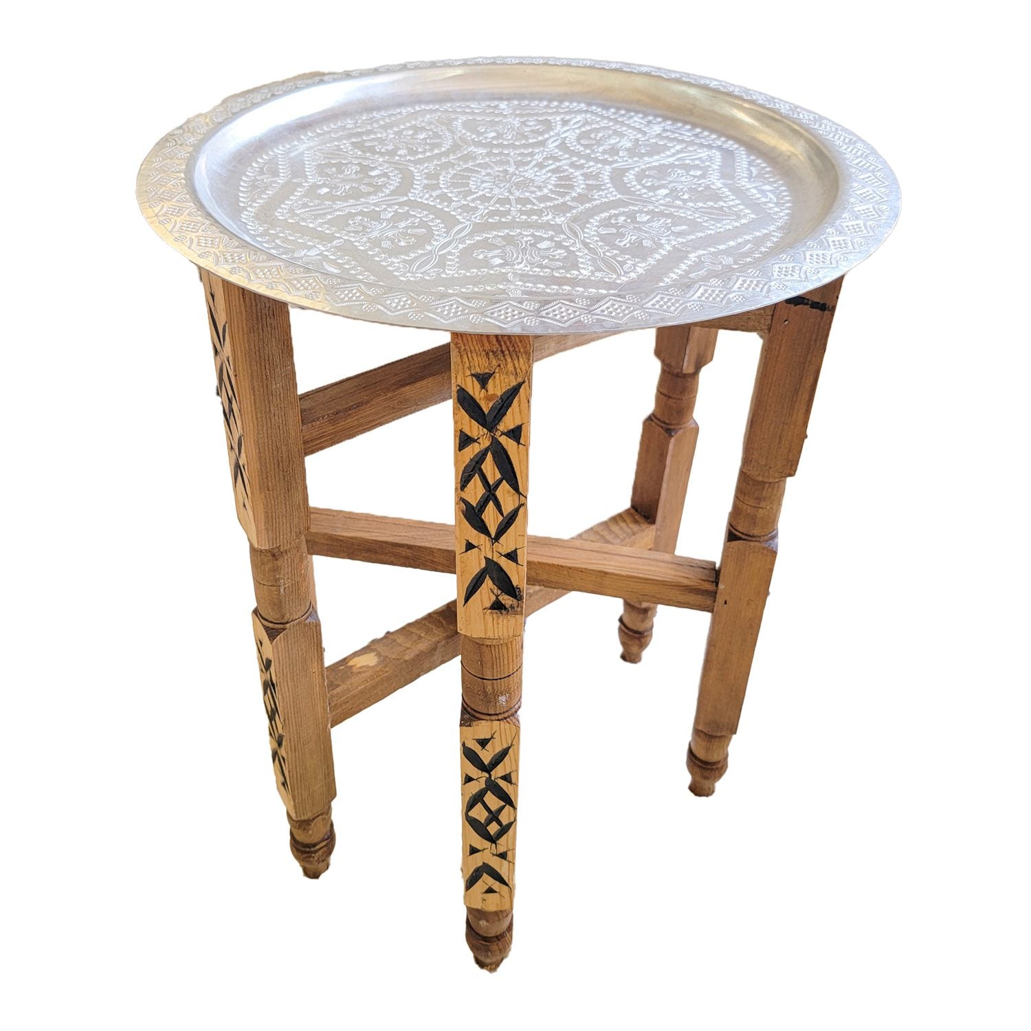 Mesa de té pequeña - Mesa de madera con bandeja
