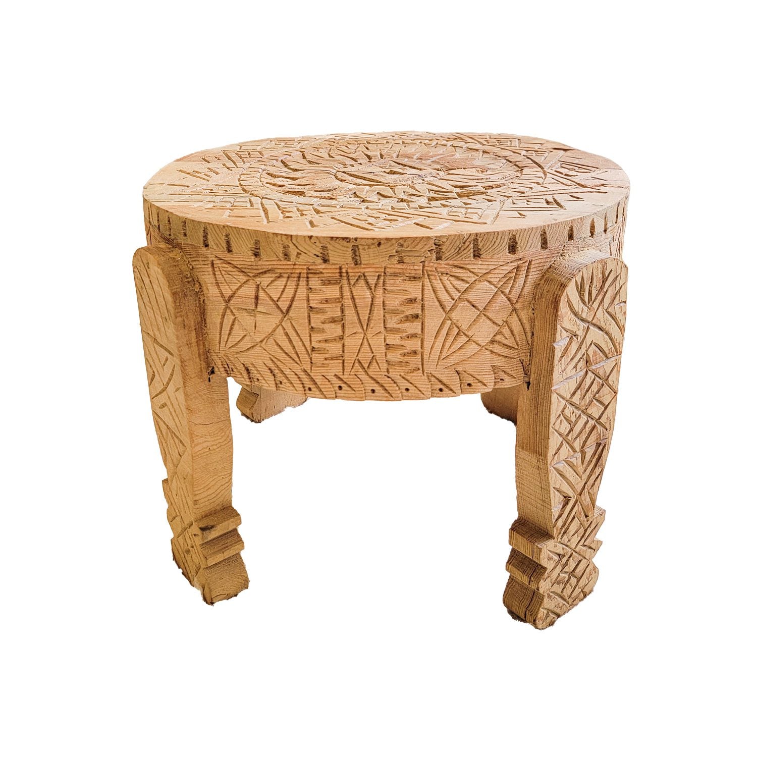 Mesa de centro baja mediana rústica marroquí - mesa vintage de madera de cedro