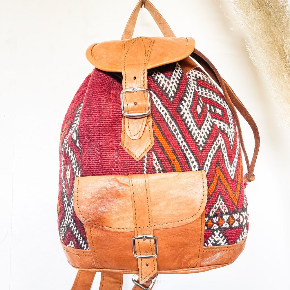 mochila kilim con cuero zerhoun 1