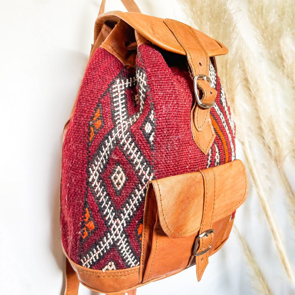 mochila kilim con cuero zerhoun 4