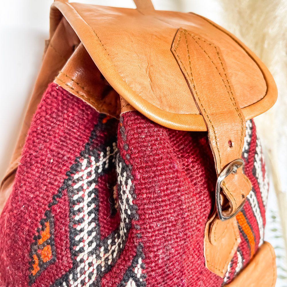 mochila kilim con cuero zerhoun 3