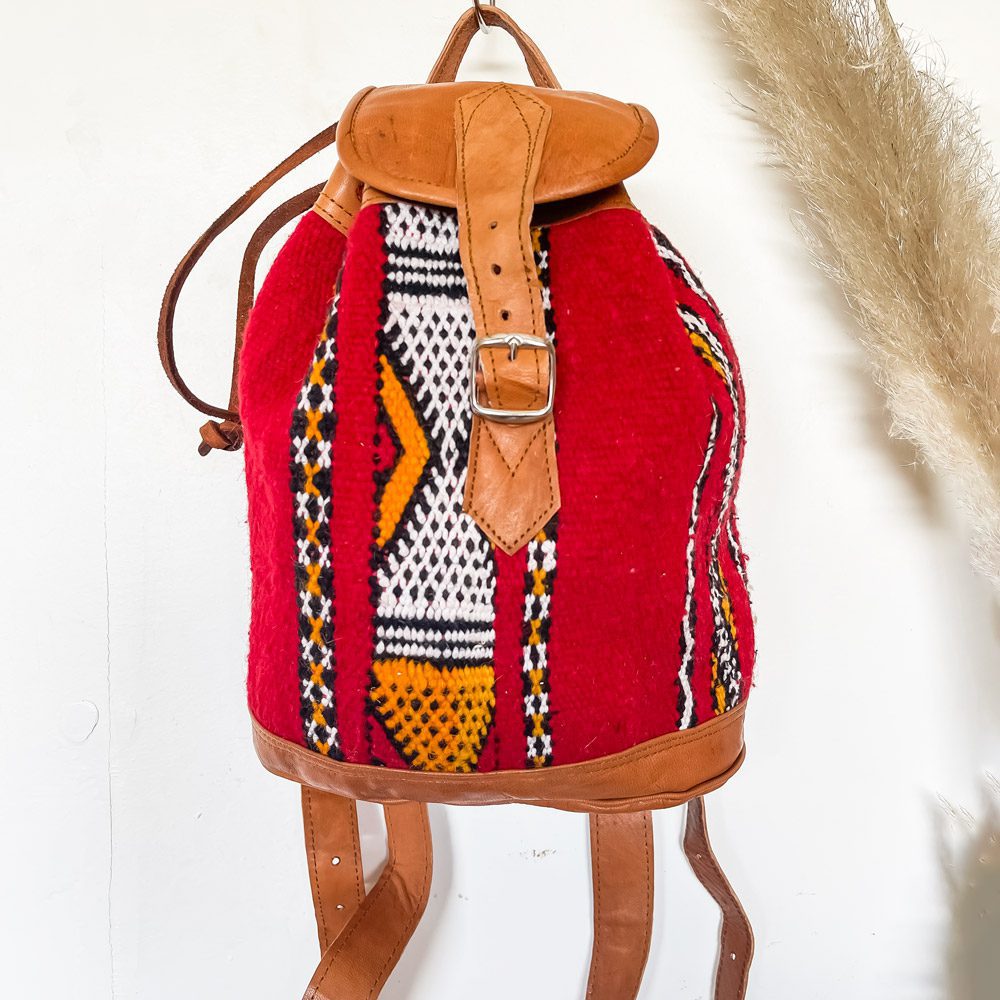 mochila kilim con cuero zerhoun 2