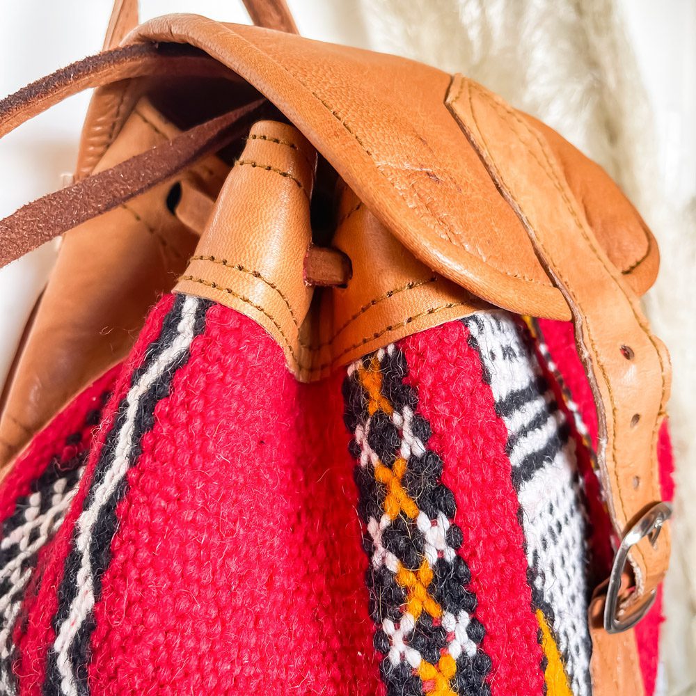Mochila kilim con cuero Zerhoun 2