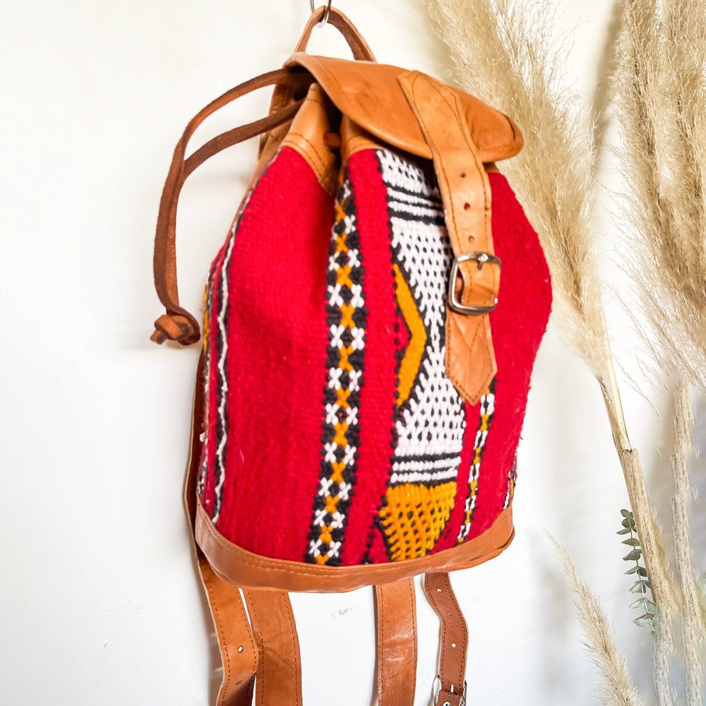 Mochila kilim con cuero Zerhoun 2