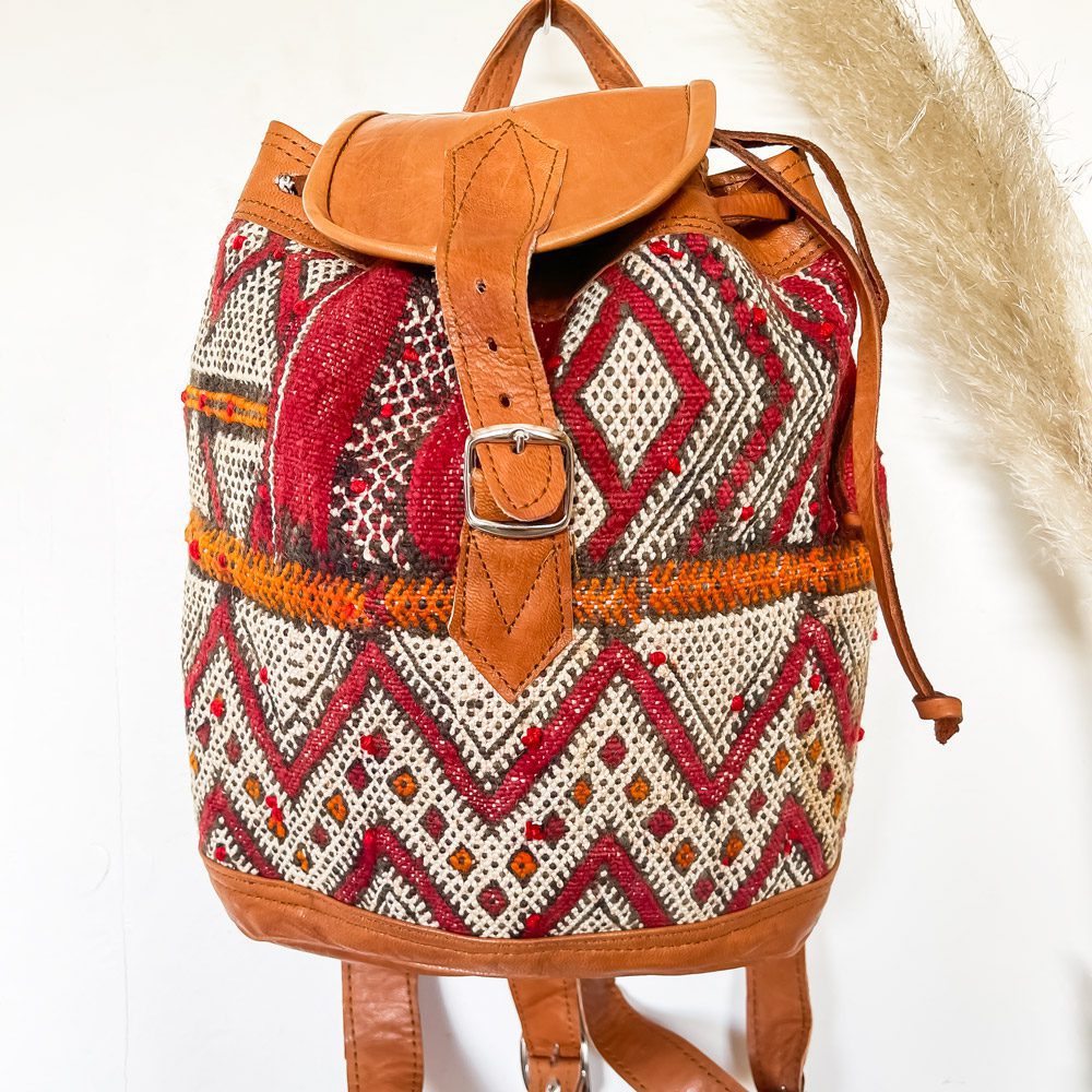 mochila kilim con cuero zerhoun 3