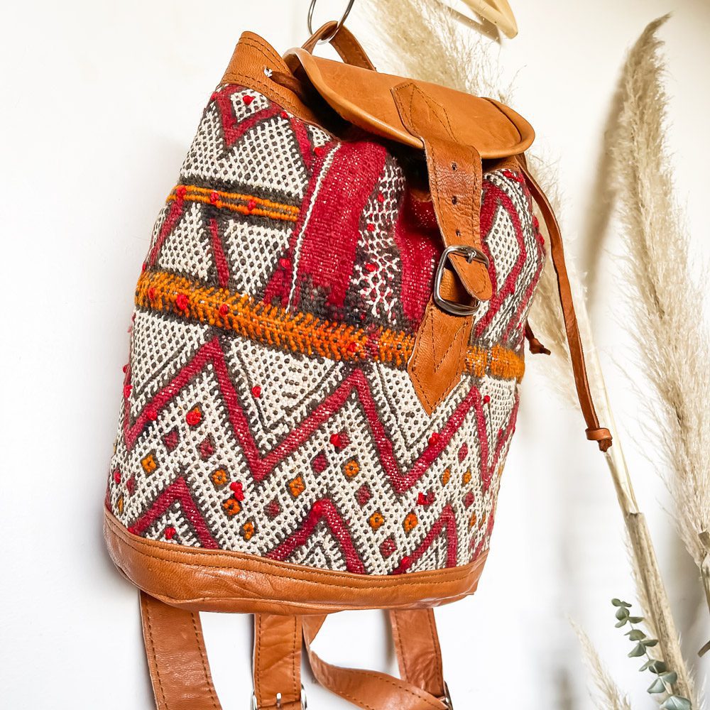 Mochila kilim con cuero Zerhoun 3