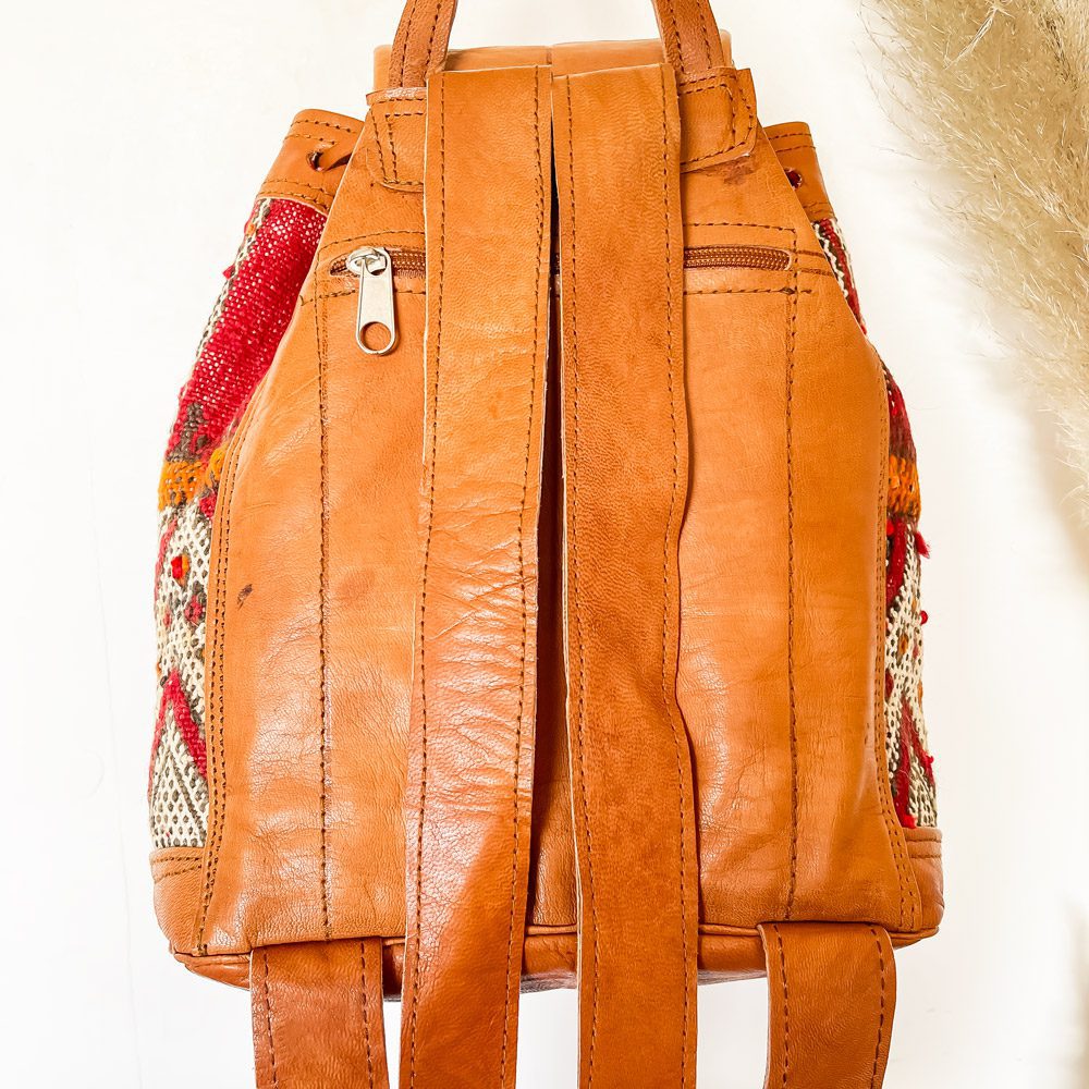 Mochila kilim con cuero Zerhoun 3
