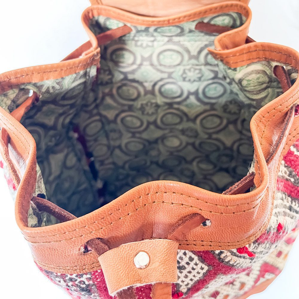 Mochila kilim con cuero Zerhoun 3