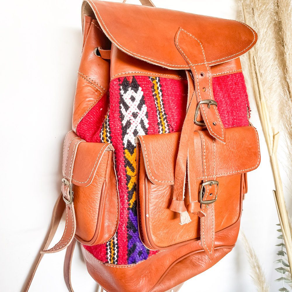 cuero de cabra curtida premium y kilim hecha a mano por tribus bereberes