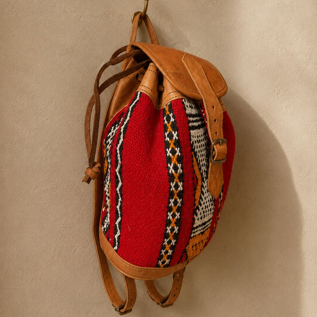 mochila kilim con cuero zerhoun 2