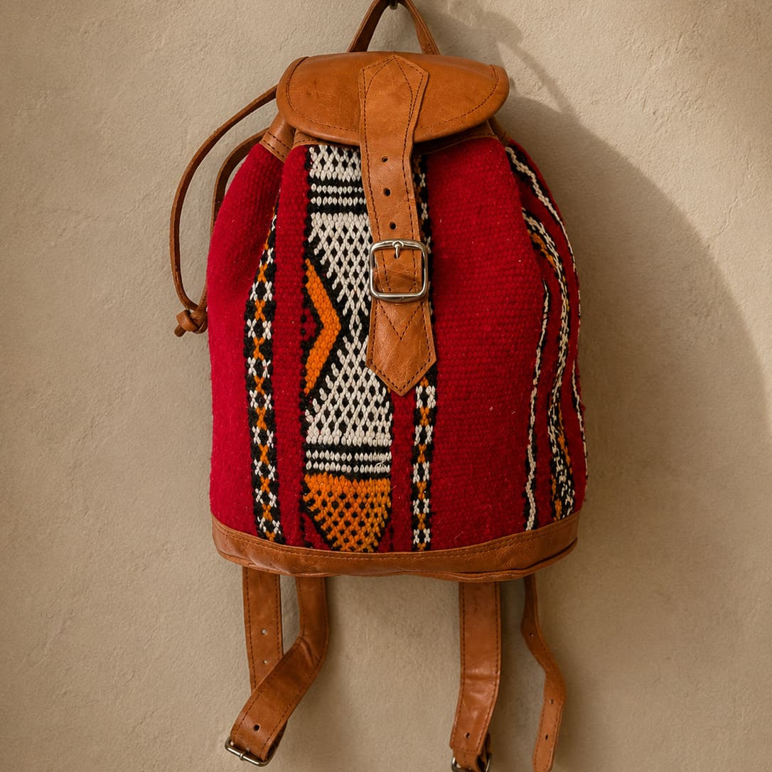 mochila kilim con cuero zerhoun 2