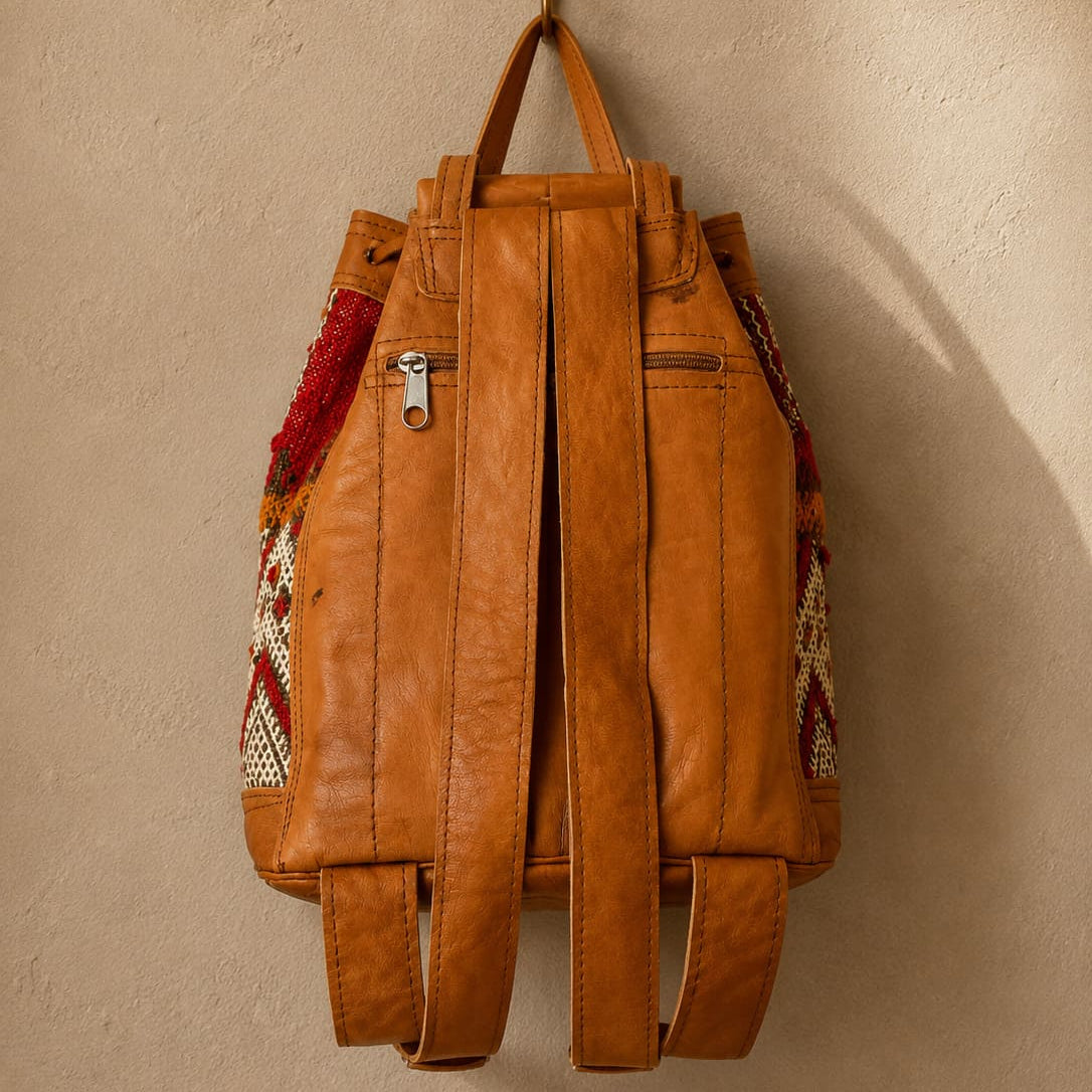 mochila kilim con cuero zerhoun 3