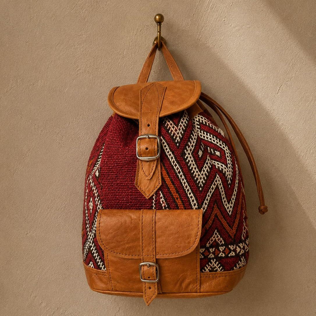 mochila kilim con cuero zerhoun 1