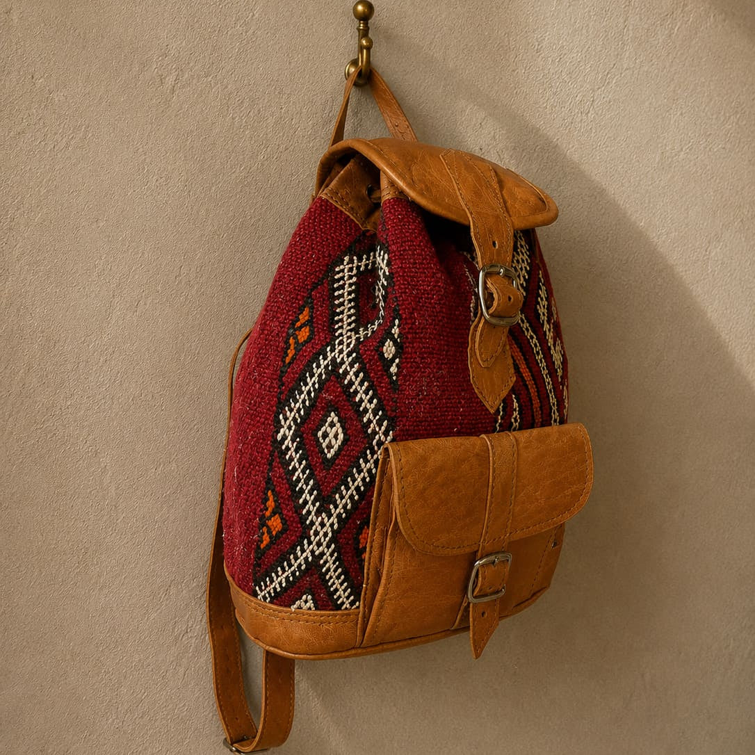 mochila kilim con cuero zerhoun 1