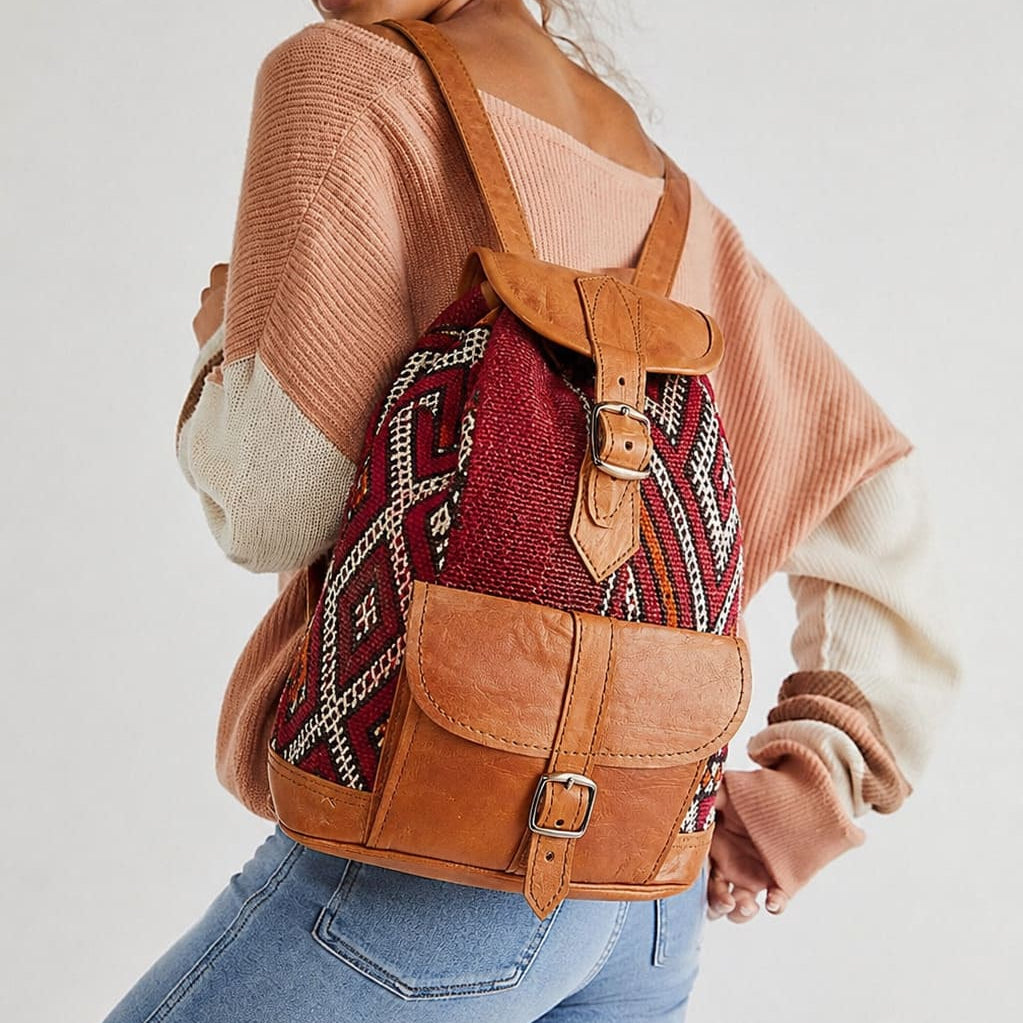 mochila kilim con cuero zerhoun 1