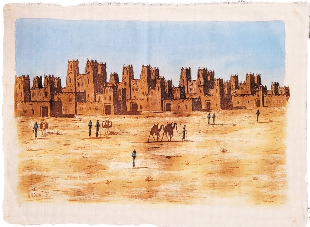 Pintura de té - kasbah ait ben haddou en sahara 3 - 60x40cm