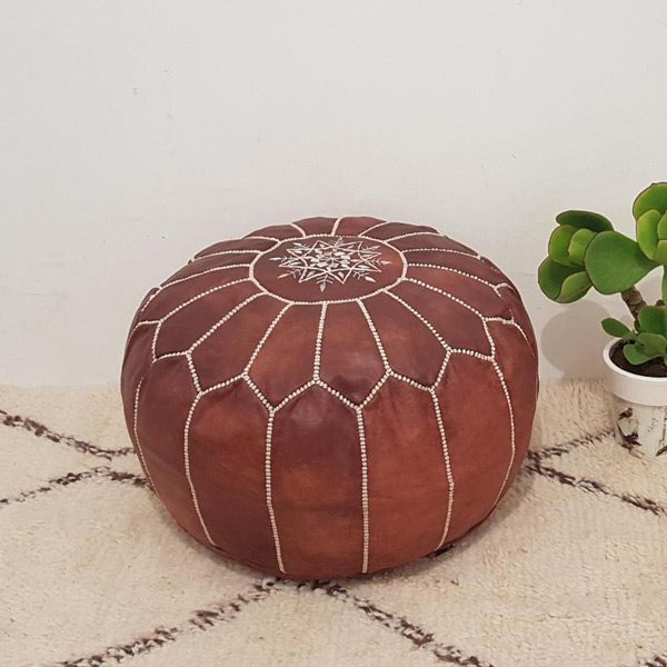 Puff de Cuero Canela