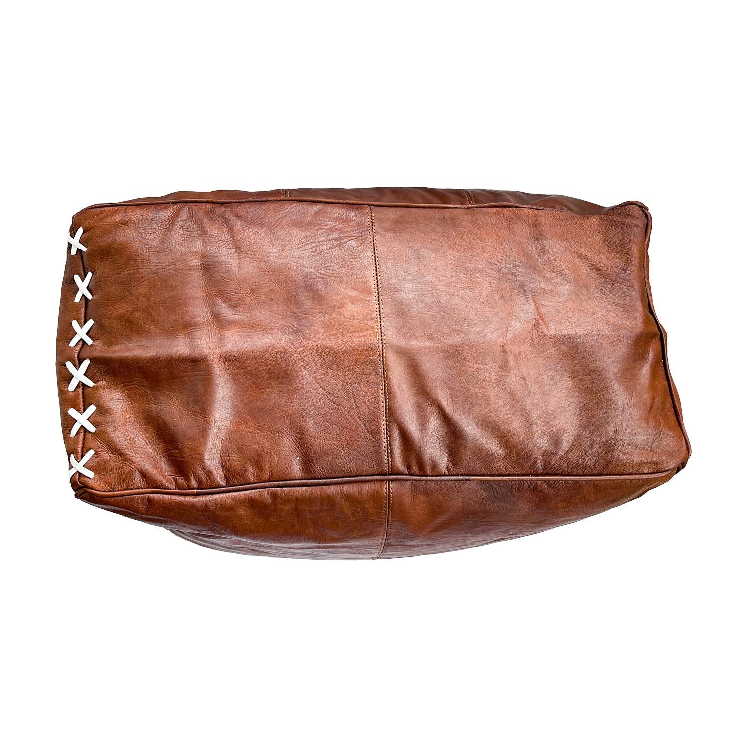 Puff cuadrado Grande camel oscuro con cruces