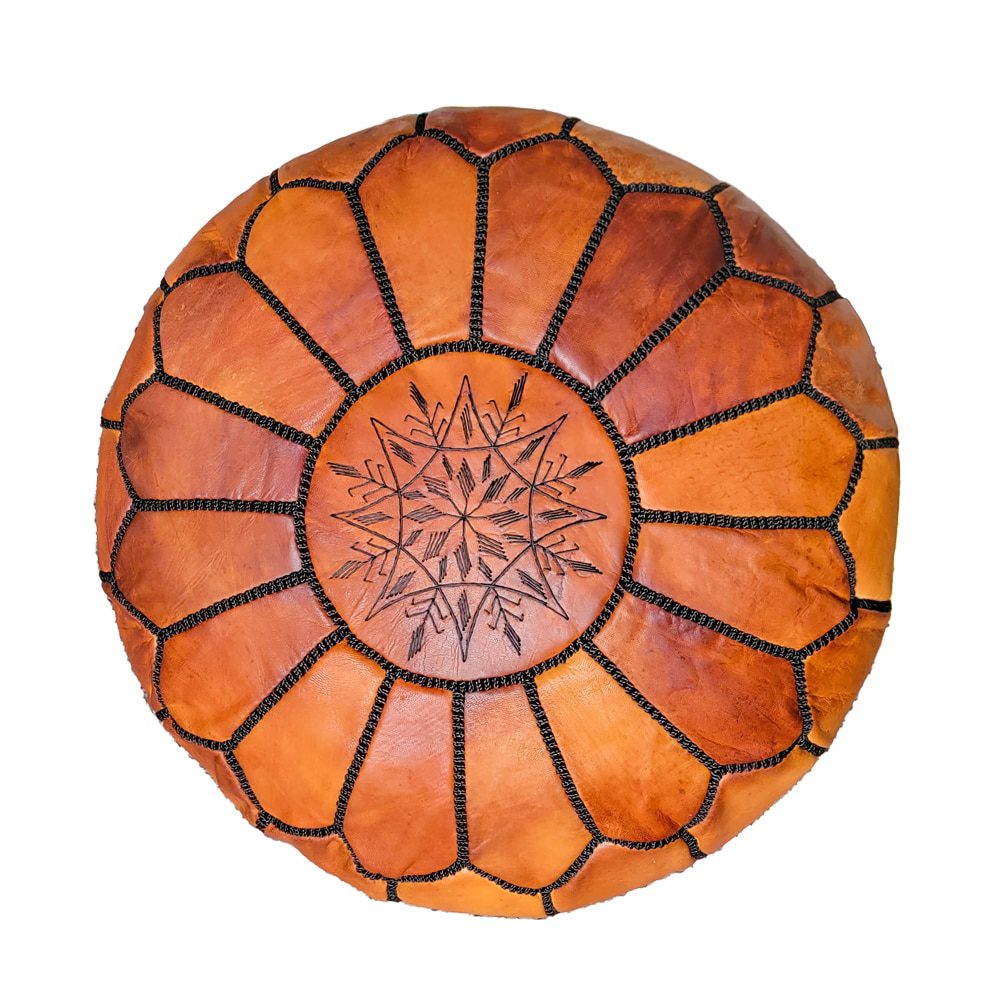 ▷ Puff de cuero Canela oscuro : Puff Natural