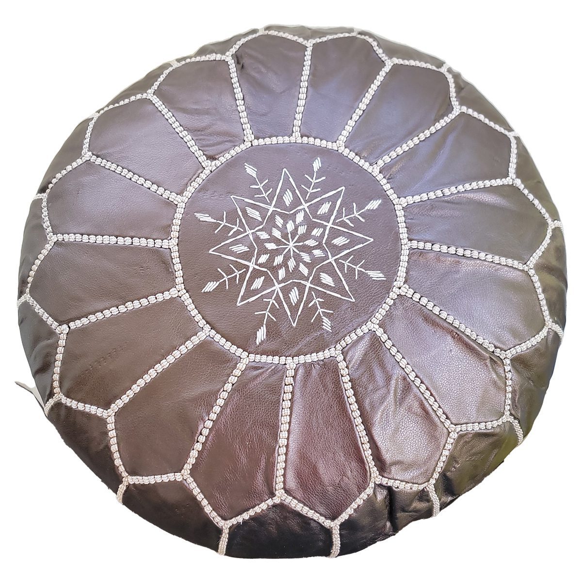 ▷ Puff Eco-cuero Canela oscuro: Puff Vegano