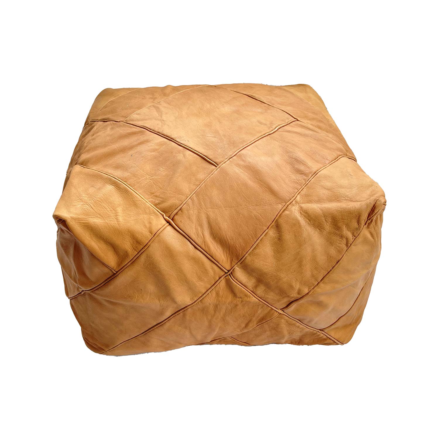 Puff de cuero cuadrado geometrico
