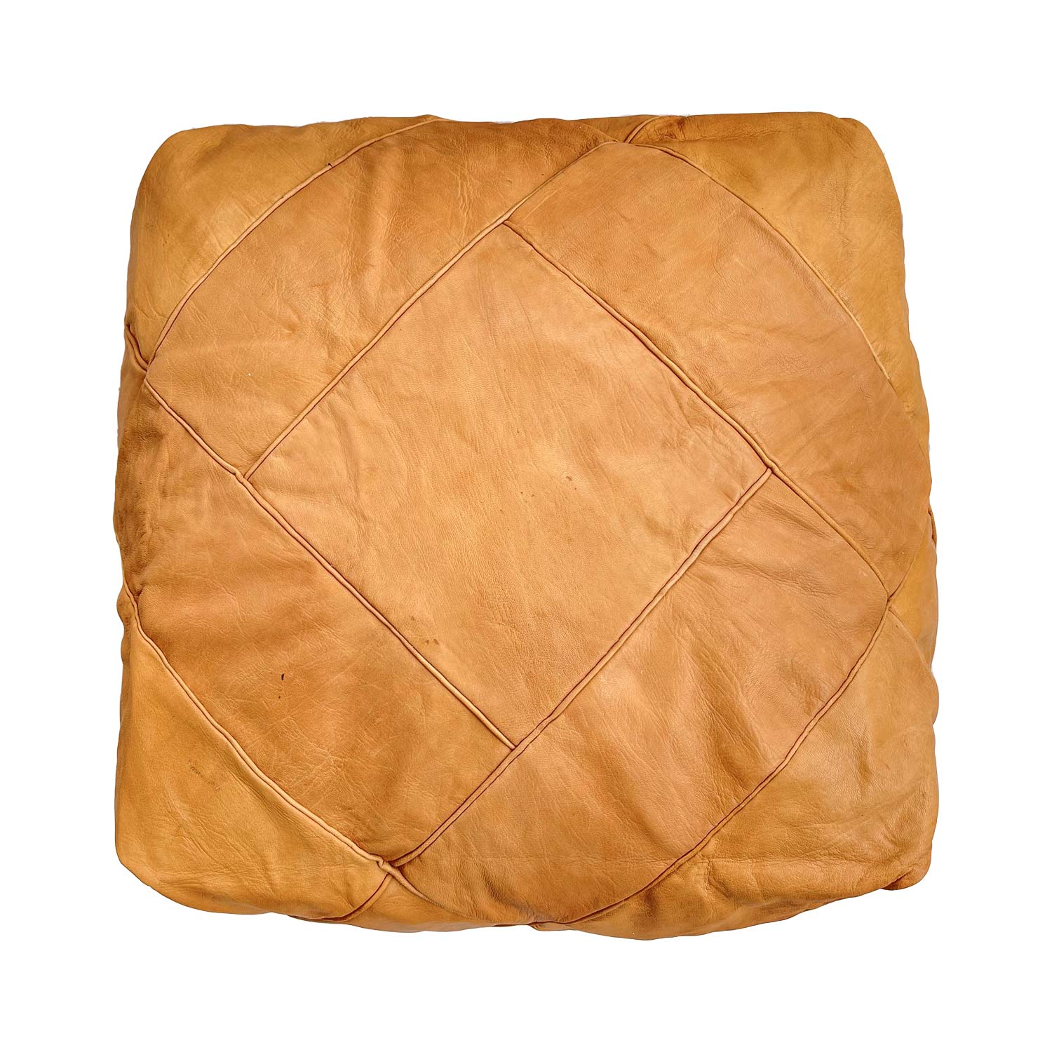 Puff de cuero cuadrado geometrico