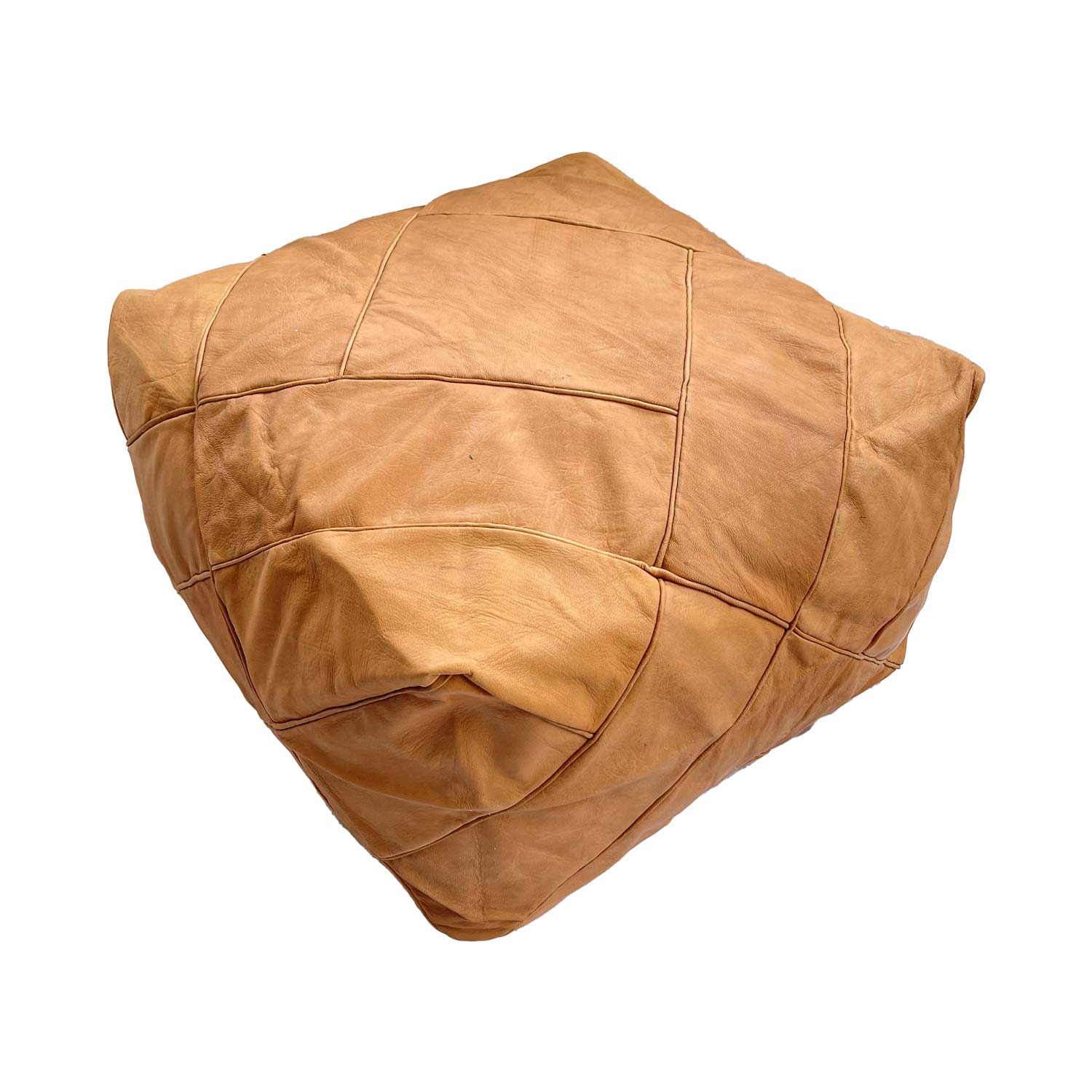 ▷ Puff de cuero cuadrado geometrico Marroquí