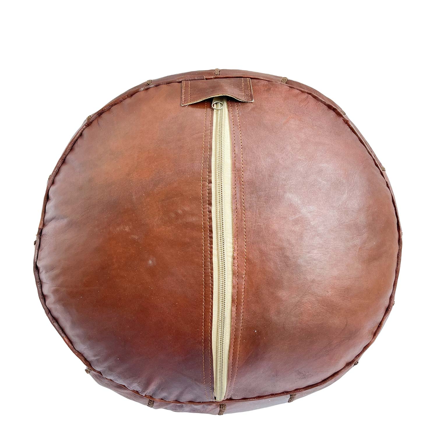 Puff de cuero marron oscuro