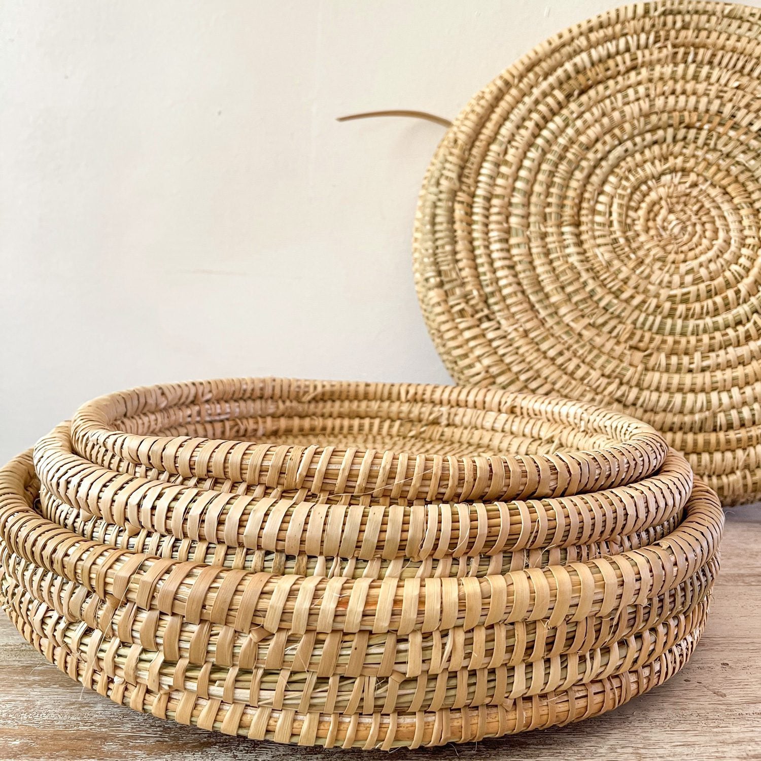 Set de 3 platos naturales de fibra