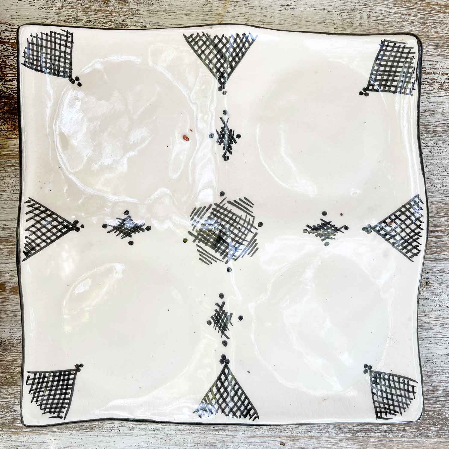 Set de 4 pocillos Blanco y Negro Marroquíes Pintados a mano