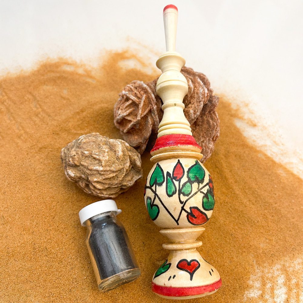 Khol, delineador de ojos árabe - 1 botella de madera color al azar + 1x frasco de khol + aplicador