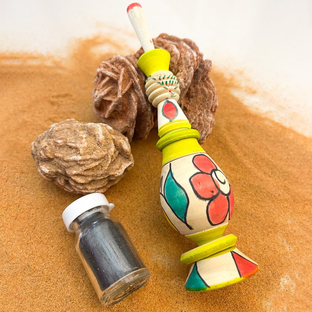 Khol, delineador de ojos árabe - 1 botella de madera verde lima + 1x frasco de khol + aplicador