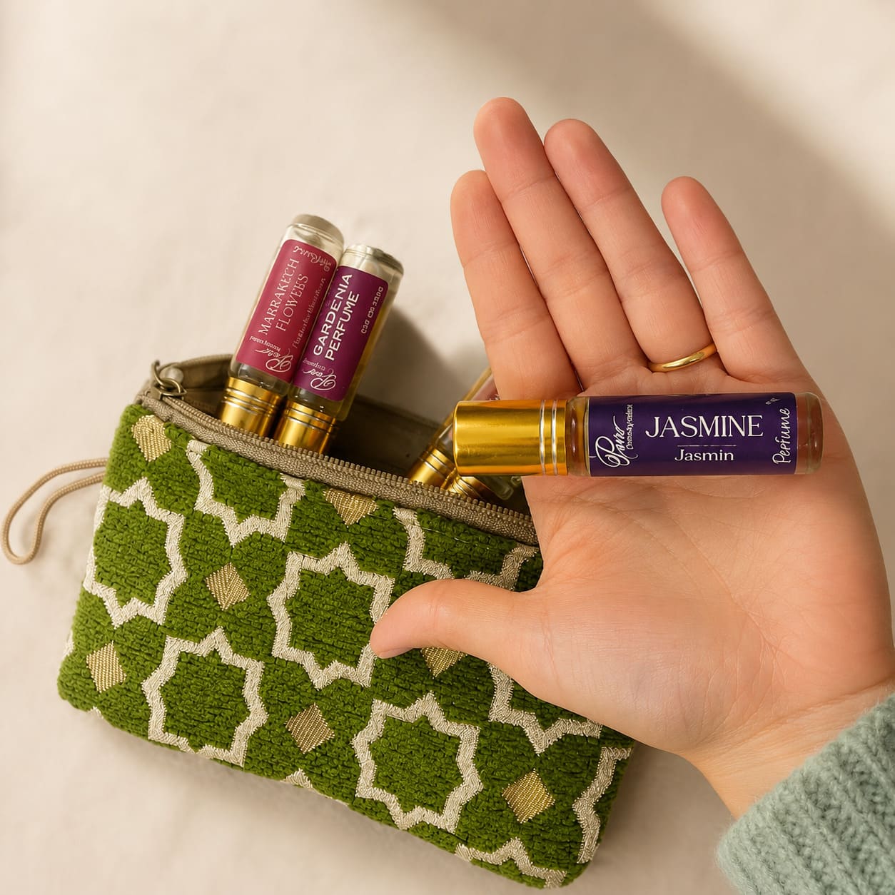 Set estuche verde + 6 perfumes