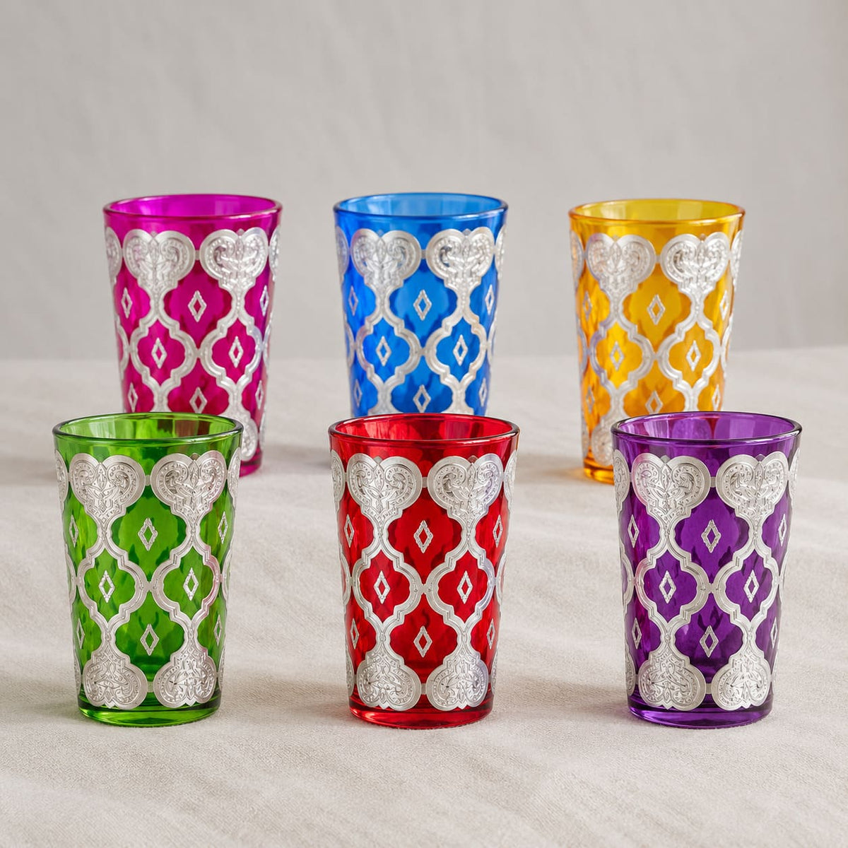 Set de 6 vasos marroquíes de colores