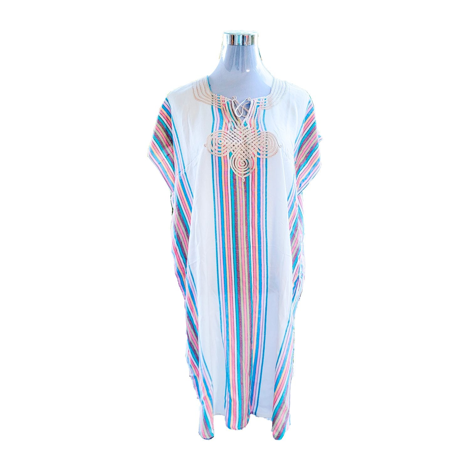 Vestido Corto Blanco Con Rayas