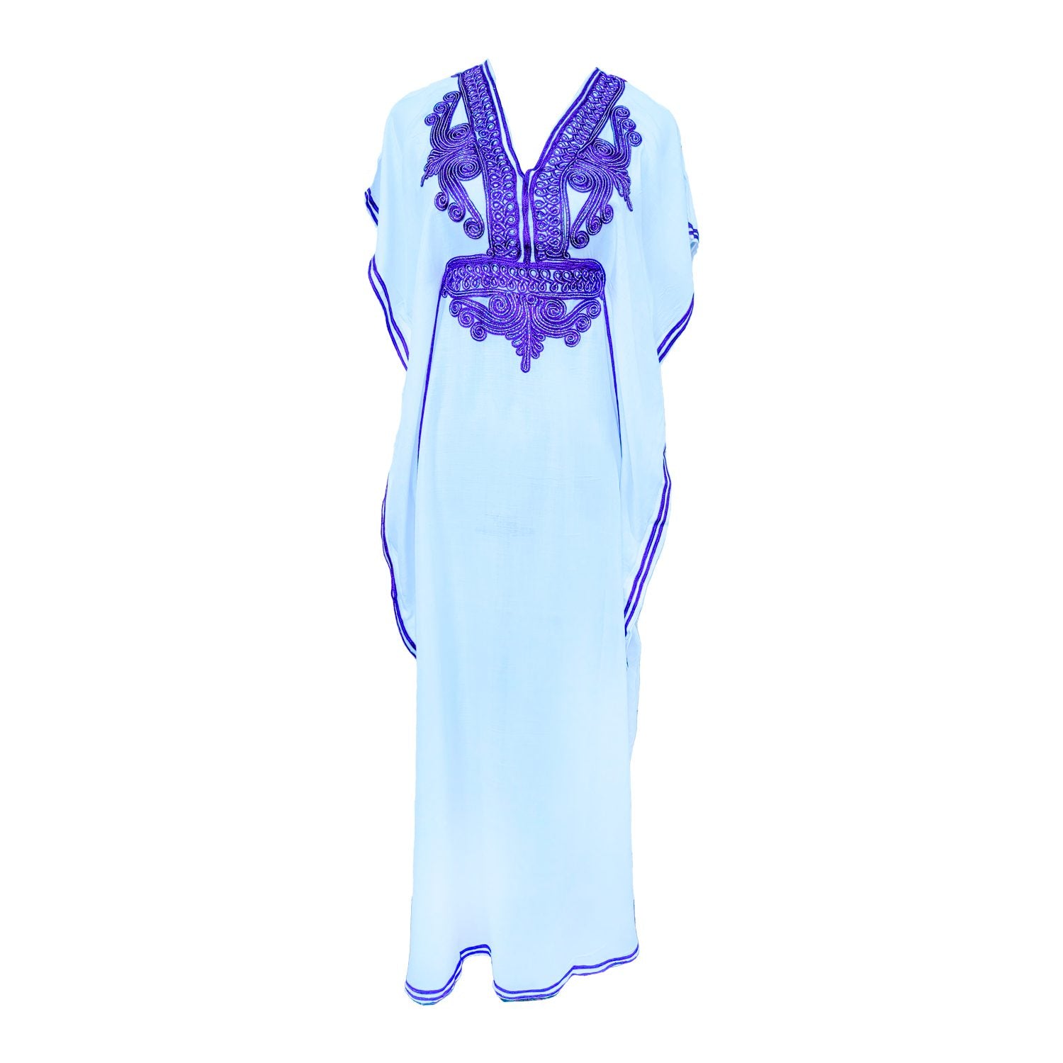 Vestido Blanco con Diseños En Violeta